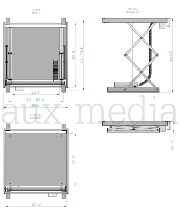 Winda do projektora Premium - rzuty