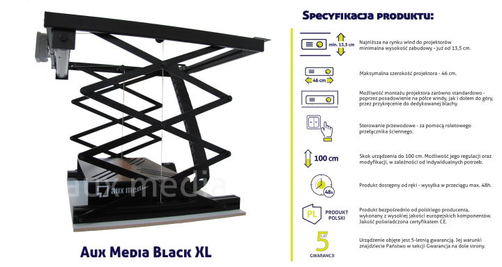 Winda do projektora Aux Media BLACK XL - specyfikacja.png