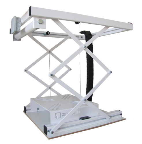 White in-ceiling projector lift Axu Media
