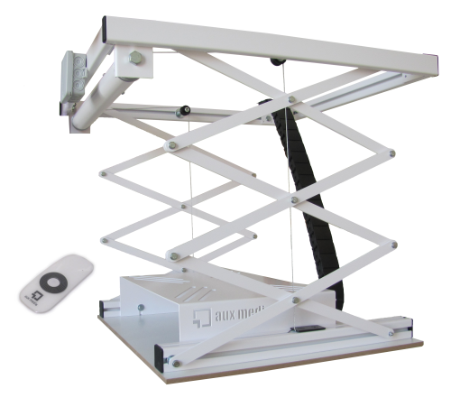White motorized projector lift for large projectors