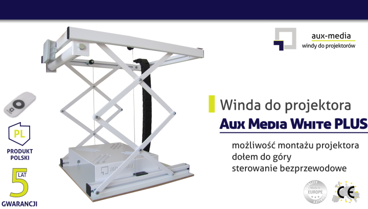 Winda do projektora Aux Media WHITE PLUS