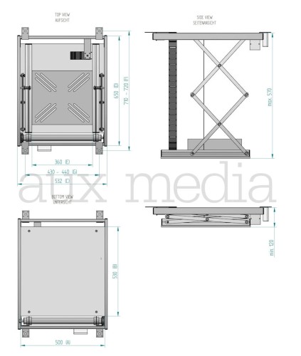 Winda do projektora Aux Media WHITE - rzuty