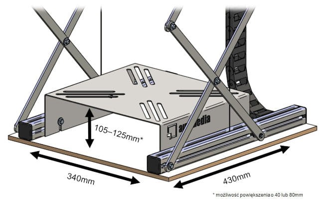 Projector lift WHITE PLUS - projector size