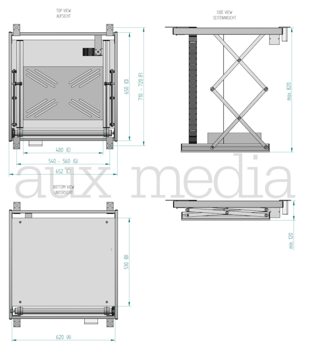 Winda do projektora WHITE XL - rzuty