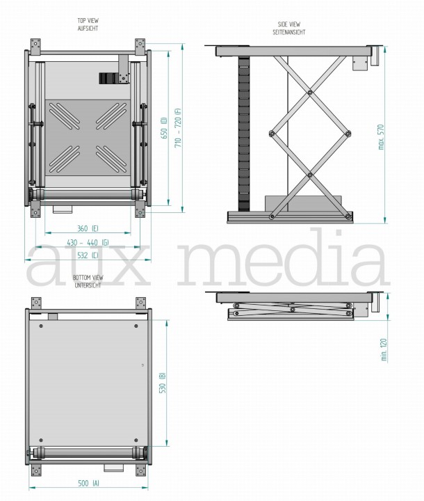 Winda do projektora Pro PLUS - rzuty