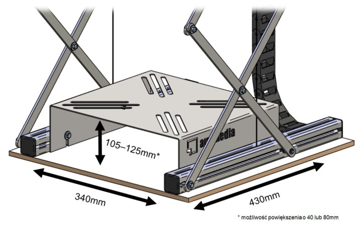 Winda do rzutnika Pro - wielkość projektora